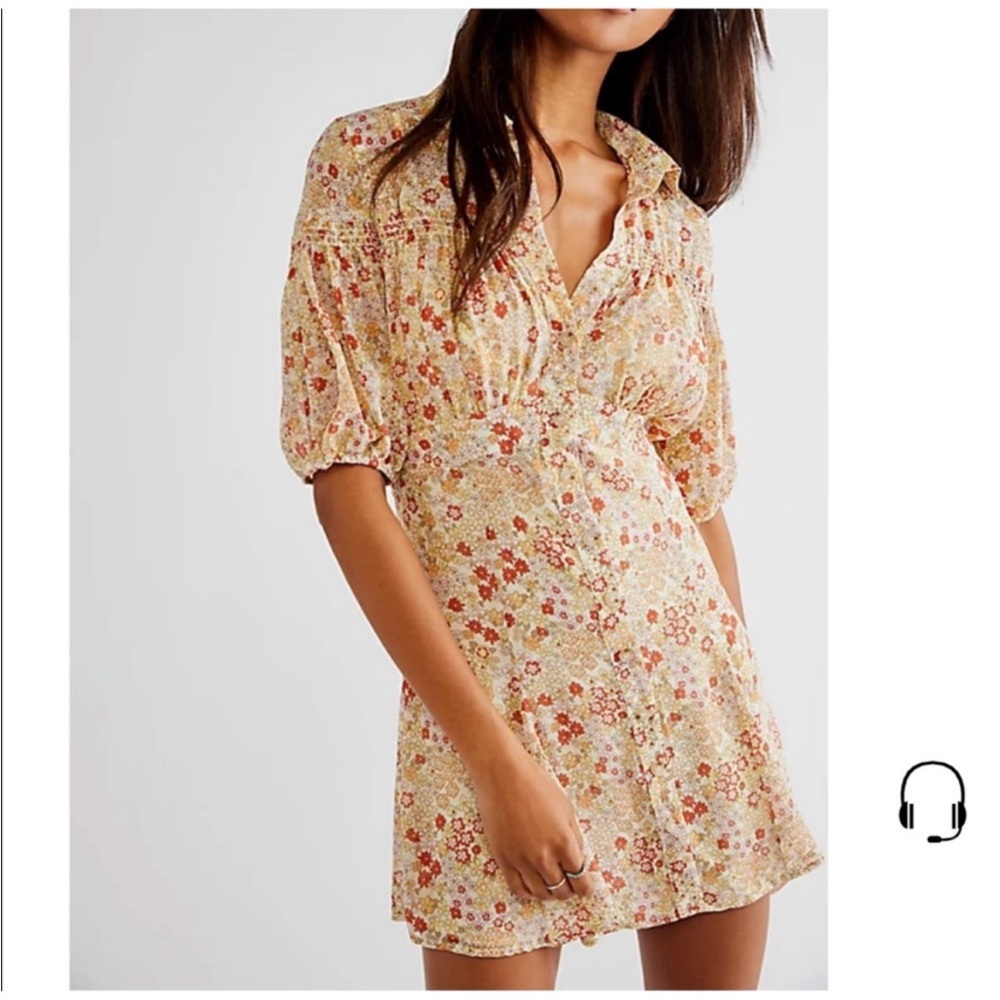 Free People | Bonnie Floral Mini Dress Tea Combo NWT Boho Chic